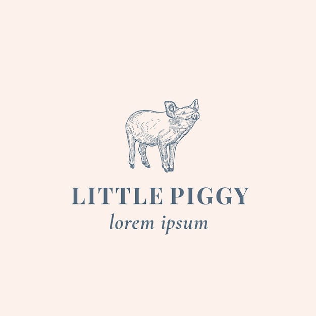 Little piggy segno astratto, simbolo o modello di logo.