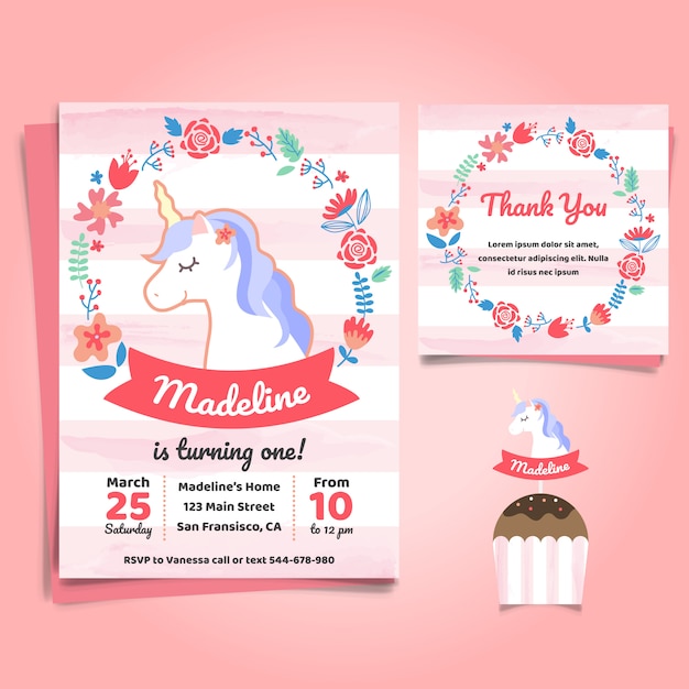 Vector little pony theme birthday invitation