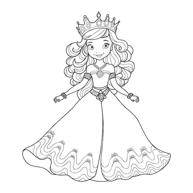 Little princess coloring page for kids