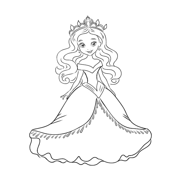 Little princess coloring page for kids