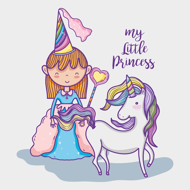 Vector little princess cute hand drawing cartoon