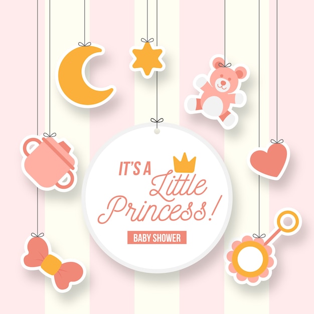 Vector little princess girl baby shower