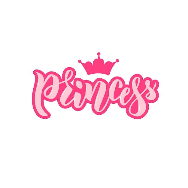 Vector little princess hand lettering text for clothes. kids badge, tag, icon.