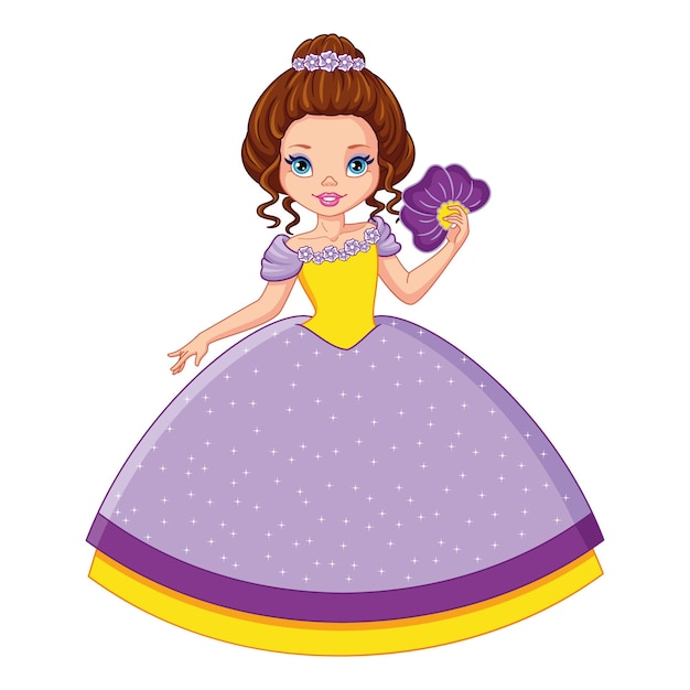 Little princess of violets, vector cartoon illustration