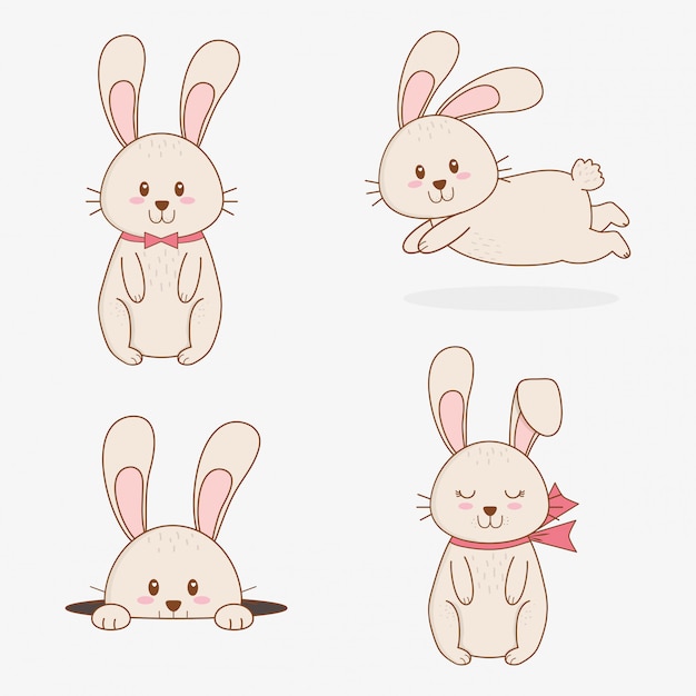 Little rabbits easter characters