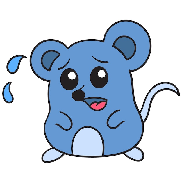 Little rat animal with a scared face, vector illustration art. doodle icon image kawaii.