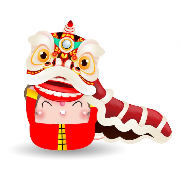 Il piccolo ratto esegue lion dance