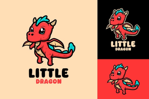 Disegno del logo della mascotte del piccolo drago rosso