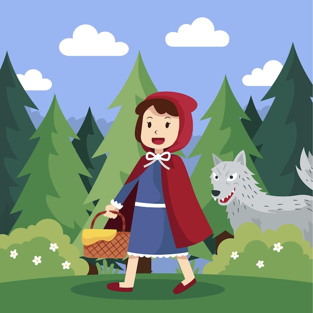 Vector little red riding hood illustration