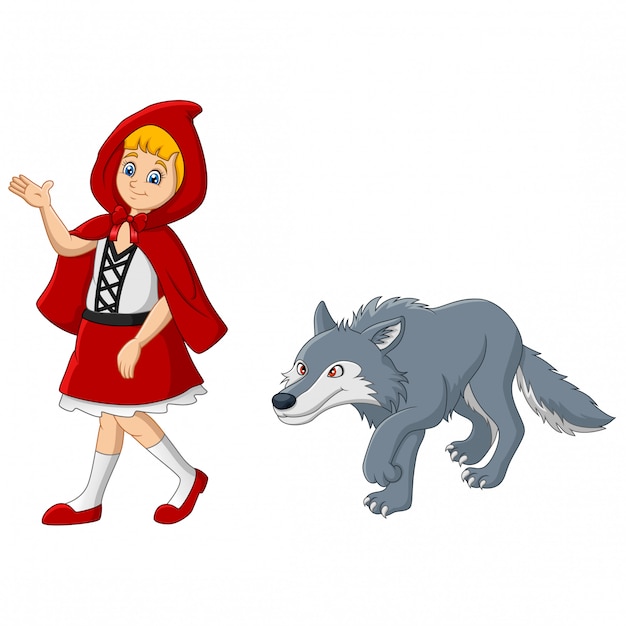 Little red riding hood with wolf