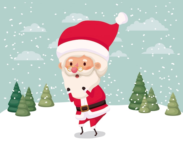 little santa claus character in snowscape