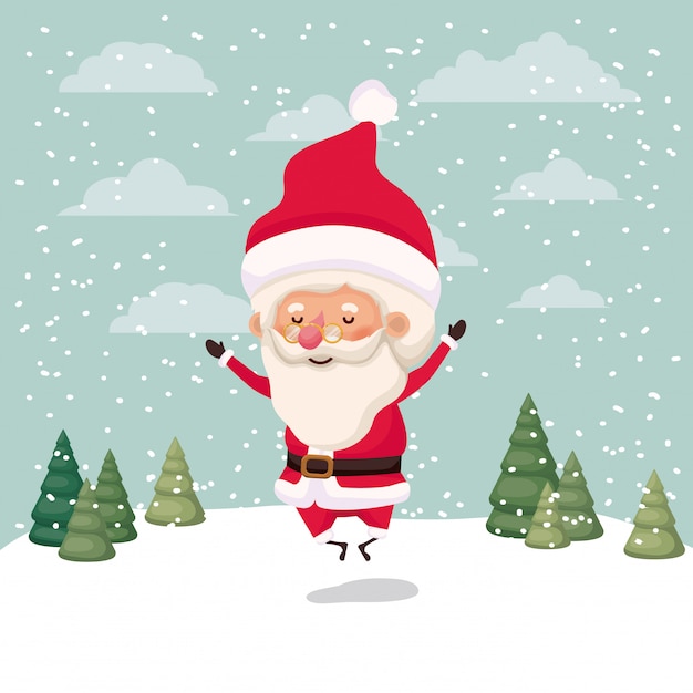 little santa claus character in snowscape