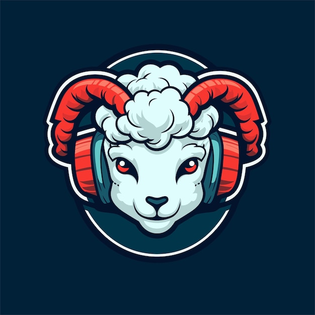 Vector little sheep head vector illustration esport logo template design