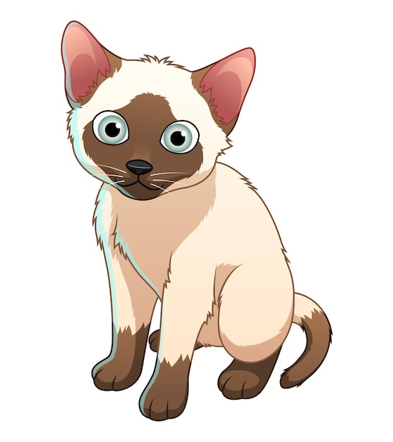 Illustrazione dell'animale del fumetto del piccolo gatto siamese