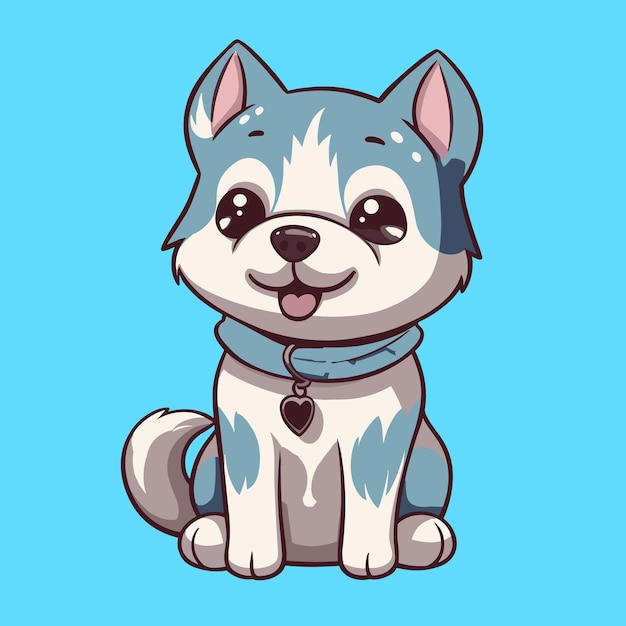 Little siberian husky dog cartoon animal vector