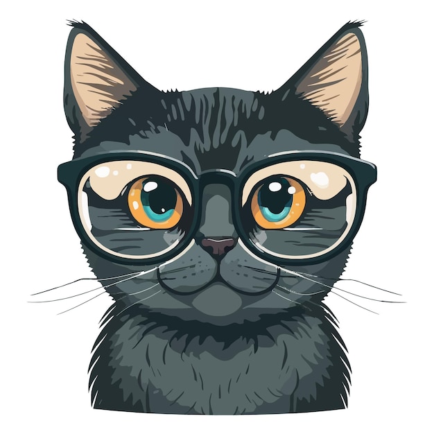 Little smart cat in eyeglasses