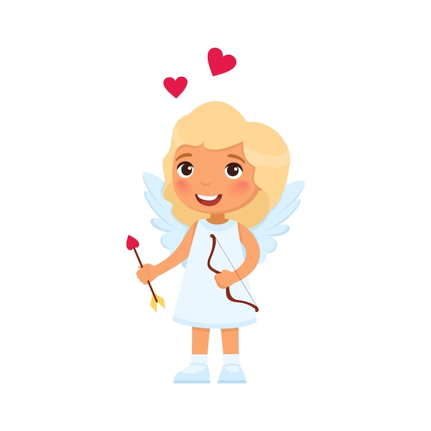 Vector little smiling female cupid