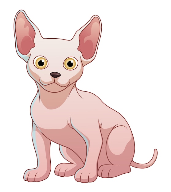 Вектор Маленькая кошка сфинкс мультфильм животных иллюстрации