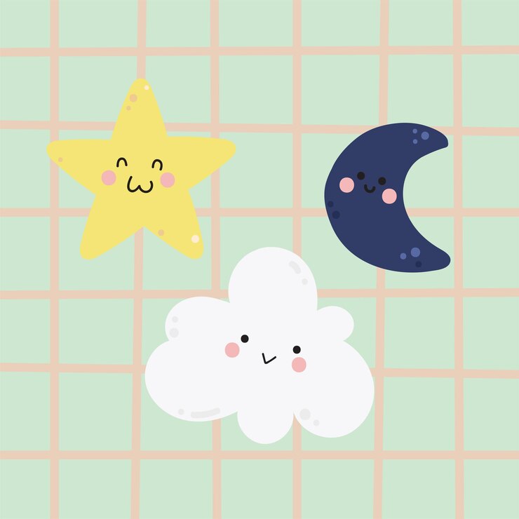 Vector 작은 별 구름과 달