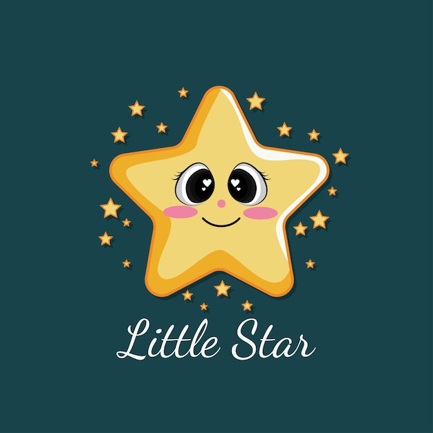 Little Star lettering and the starry sky Vector illustration