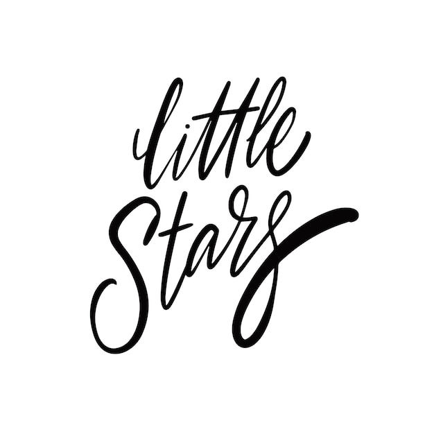 Little Stars. Hand drawn black color calligraphy phrase. Vector illustration.