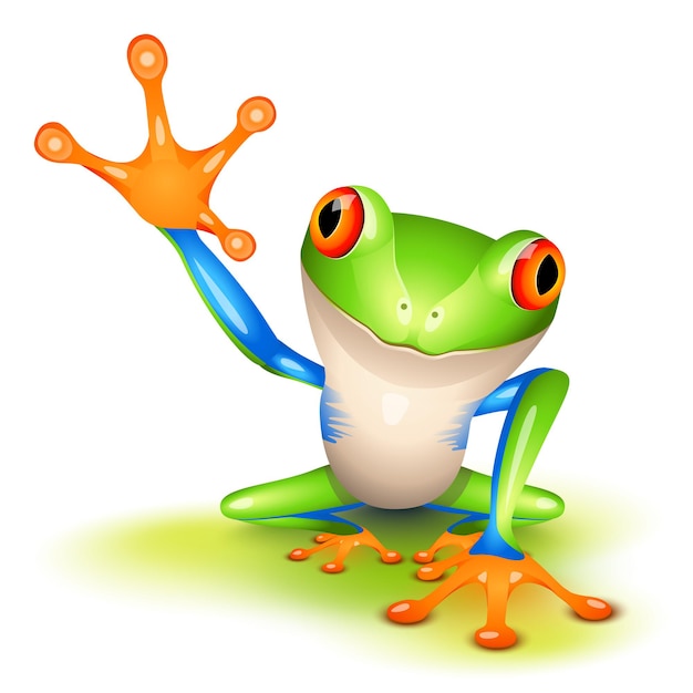 Vector little tree frog says hello