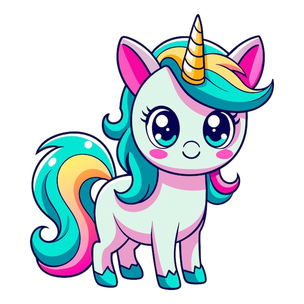 Vector little unicorn cartoon on white background