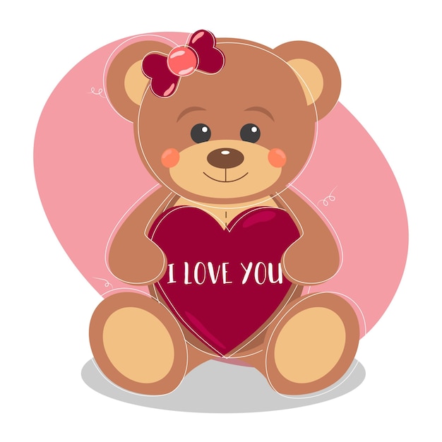 Vector little vector teddy bear with heart