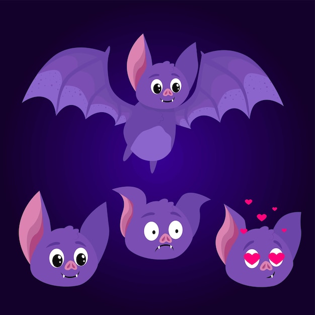 Little violet bat in different mood