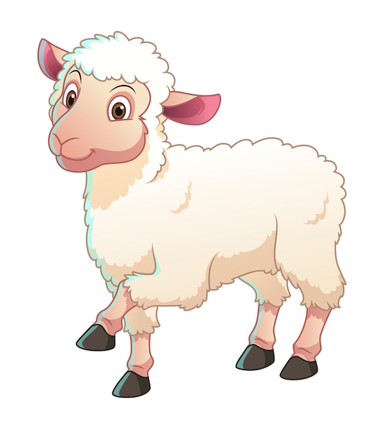 Little White Sheep Cartoon Animal Illustration