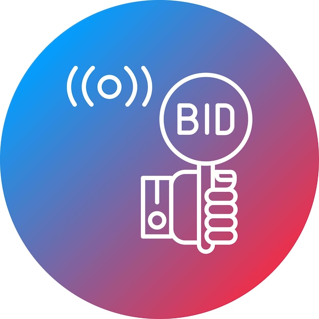 Векторное изображение иконы живых торгов может быть использовано для аукционного дома