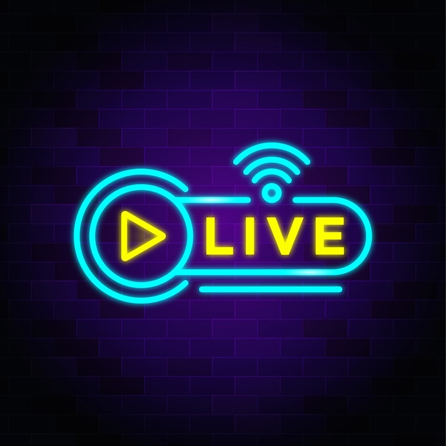 Live broadcast neon signs style text