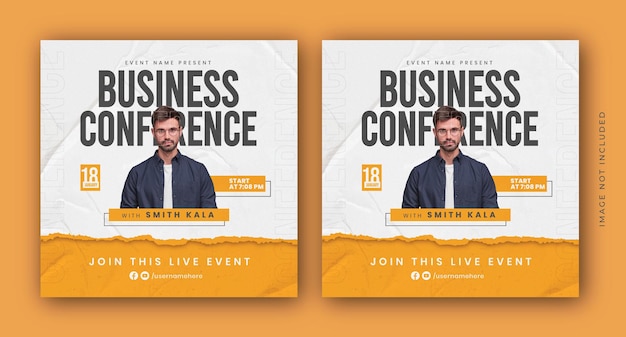 Vector live business conference agency and modern creative social media flyer web business post template