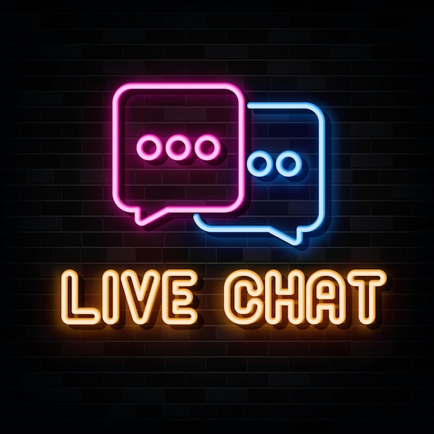 Live Chat Neon Signs Vector Teken Symbool