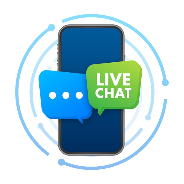Chat dal vivo servizio di supporto comunicazione dal vivo illustrazione vettoriale delle scorte