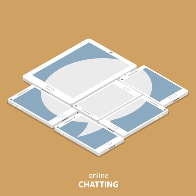 Live chatting flat isometric vector illustration