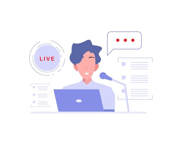 Live content concept flat vector illustration