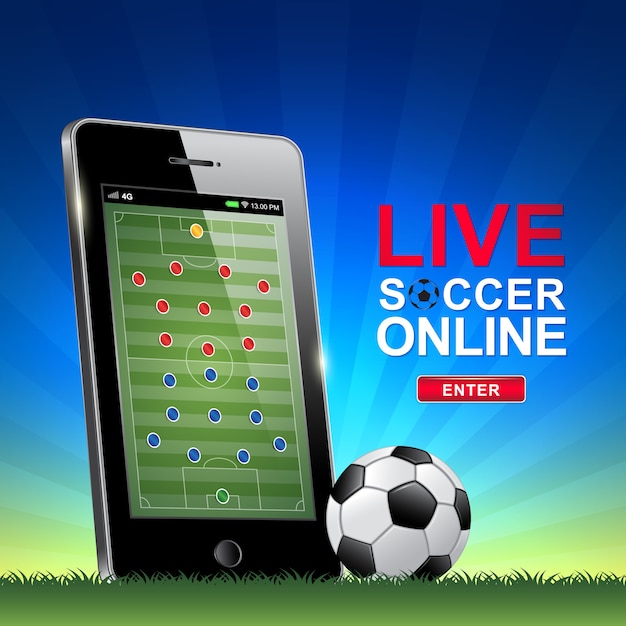 Premium Vector Live football and soccer online on mobile phone