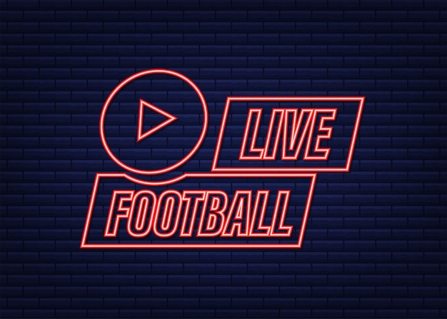 Premium Vector Live football streaming neon icon, button for broadcasting or online football stream