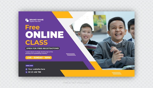 Live free online class workshop youtube thumbnail template