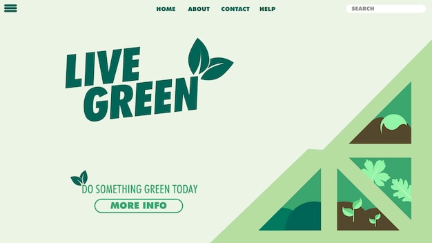 Vector live green landing page, live green banner design. environment design banner, go green design