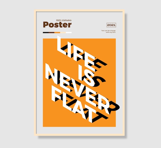 Vector live is nooit plat bewerkbare poster met teksteffect