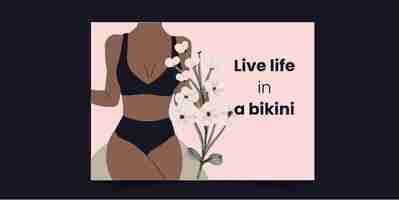 Vector live life in a bikini - card for african women