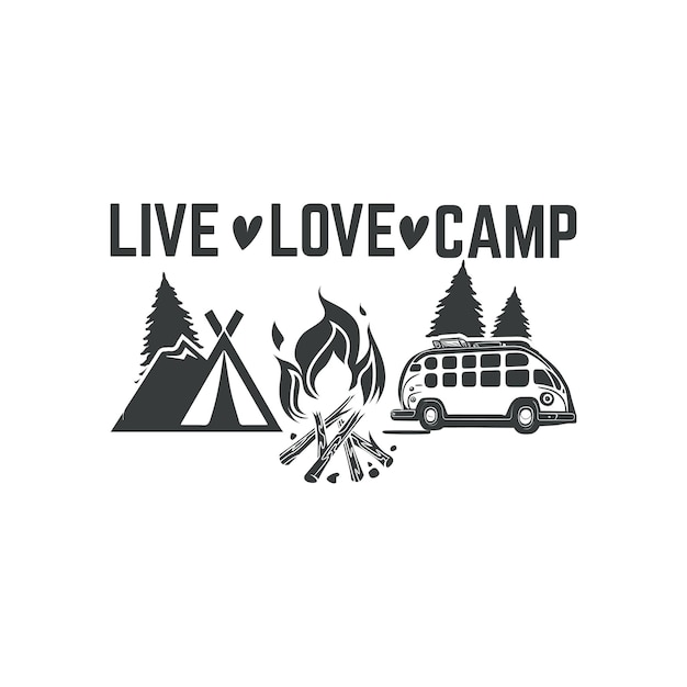 Premium Vector | Live love camp logo tshirt