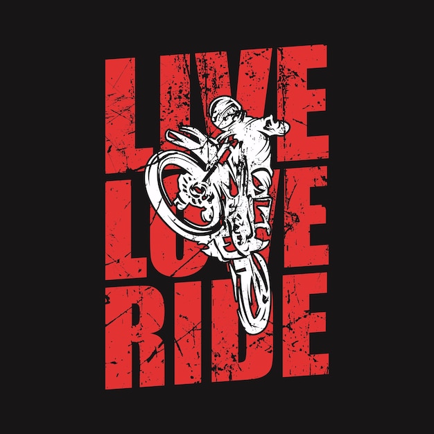 Live love ride moto t-shirt design moto amante poster grafico vettoriale