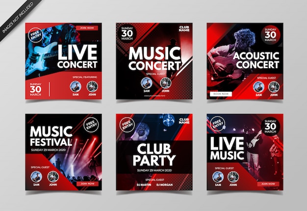 Live music concert instagram post collection template