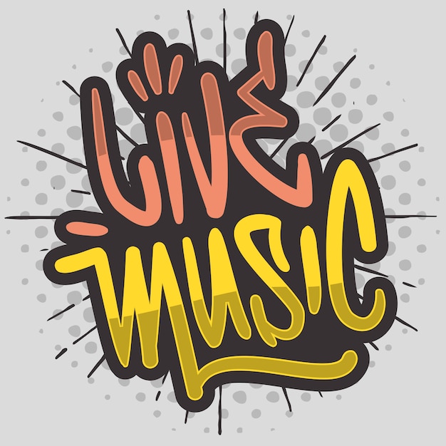 Vector live music hand drawn brush lettering calligraphy graffiti tag style type logo design