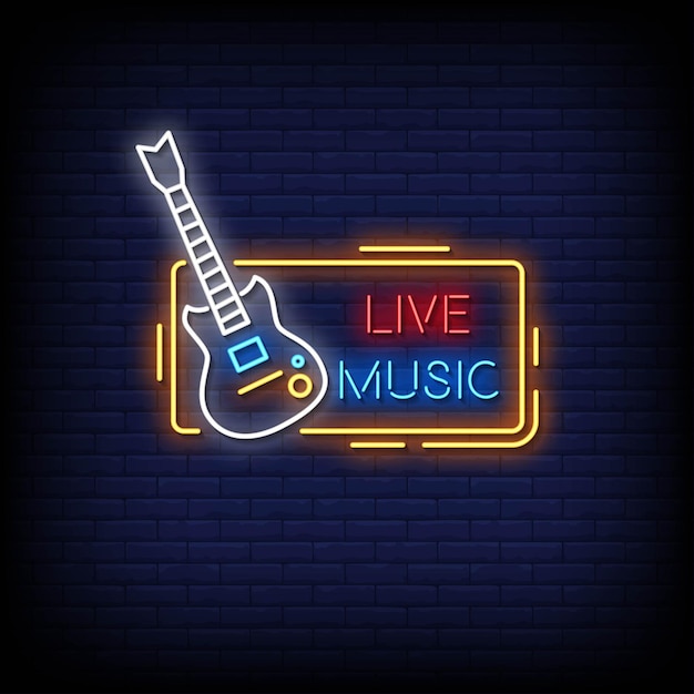 Live music neon signs style text