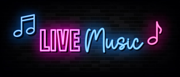 Vector live music neon signs vector design template neon style