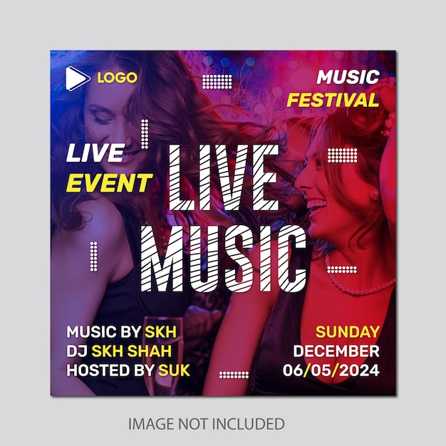 Vector live music party banner poster template